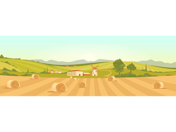 Farm in countryside flat color vector illustration preview picture