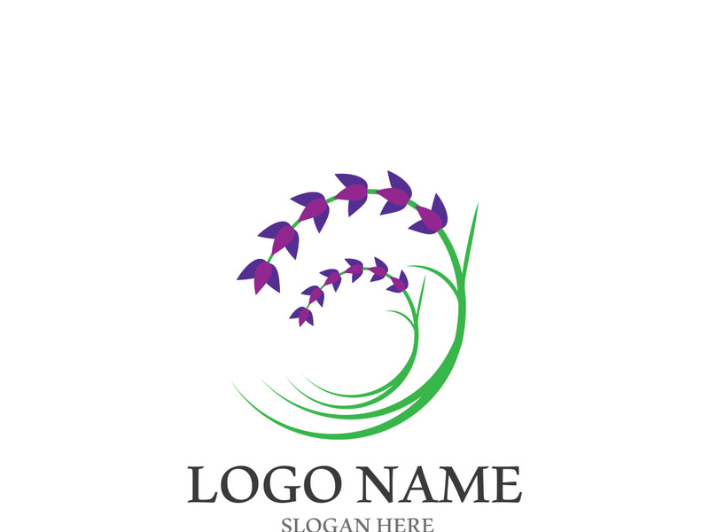 Fresh lavender flower logo vector flat design