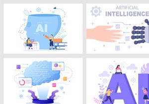 20 Artificial Intelligence Digital Brain Technology Vector Illustration