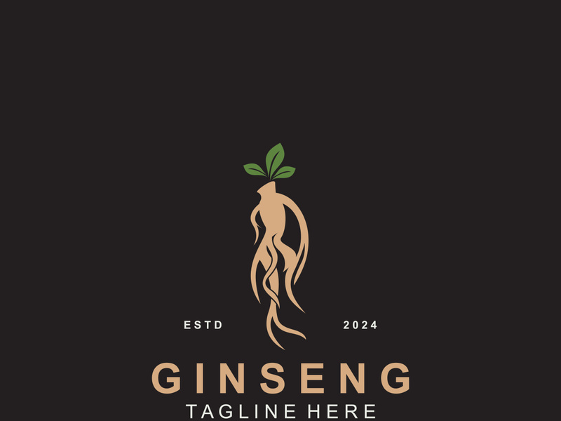 Ginseng logo herbal plant for medicine natural herbal design illustration idea
