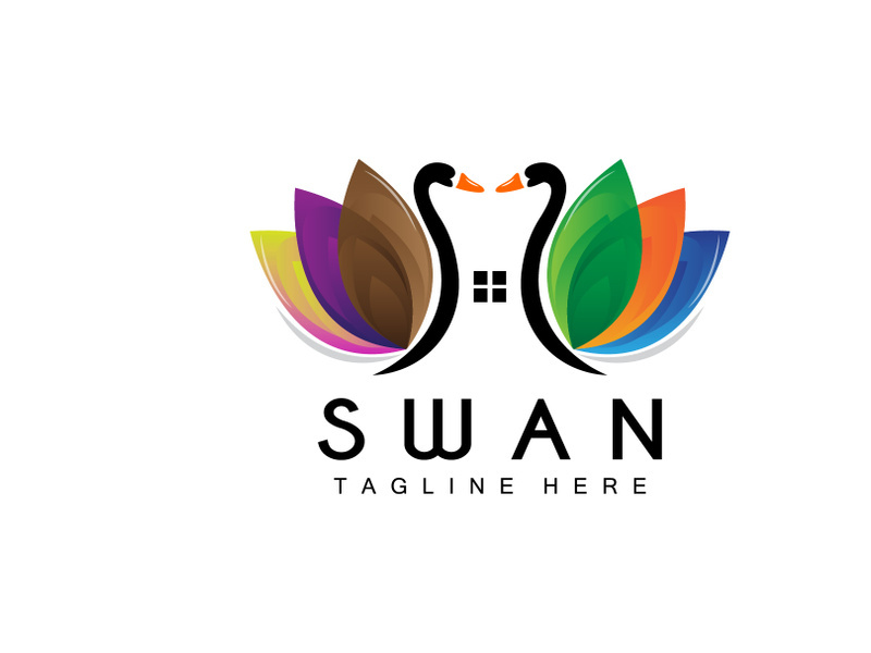 Swan Logo, Bird Animal Design, Duck Logo, Product Brand Label Vector