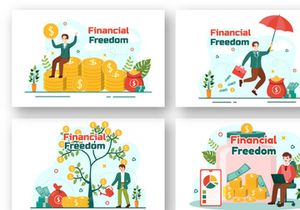 12 Financial Freedom Vector Illustration