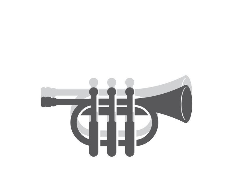 Musical instrument simple icon trumpet for jazz music logo design
