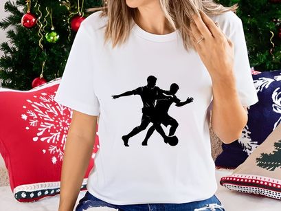 Two soccer players competing for the ball in a intense match moment