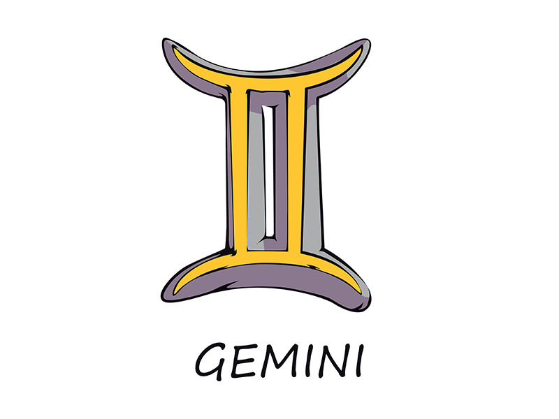Gemini zodiac sign flat cartoon vector illustration