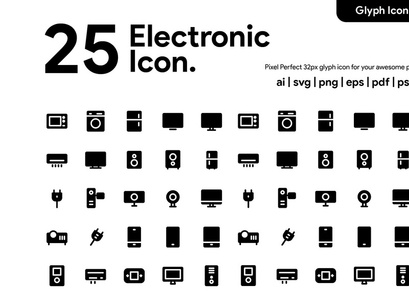 25 Electronic Glyph Icon