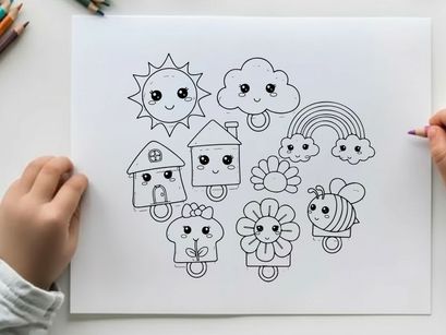 Cute weather elements set flat design vector illustration