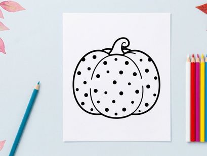 Ilustração de abóbora de Halloween desenhada à mão com bolinhas. Rabisco de abóbora mal-assombrada caprichoso para decoração sazonal festiva e artesanatos.