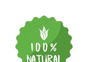 100% Natural and organic product badge vector green icon