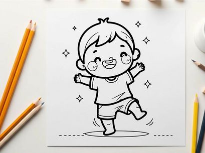 Happy toddler running joyfully vector illustration flat design