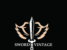 Sword vintage logo design. illustration sword element, can be used as logotype, icon, template coat of arms concept