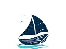 Sailboat boat on sea ocean wave with logo design simple ship