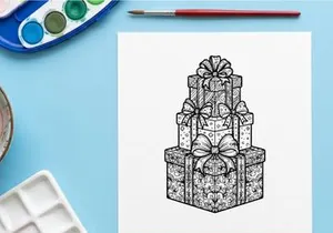 Gestapelte Weihnachtsgeschenkboxen mit dekorativen Schleifen und floralen Mustern für festliche Feiern