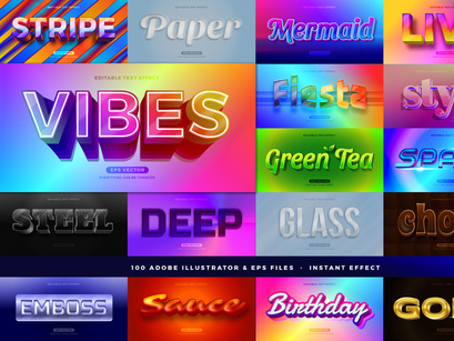 100 in 1 Bundle Multipurpose Text Effect Style
