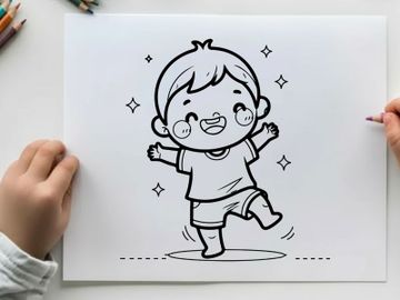 Happy toddler running joyfully vector illustration flat design preview picture