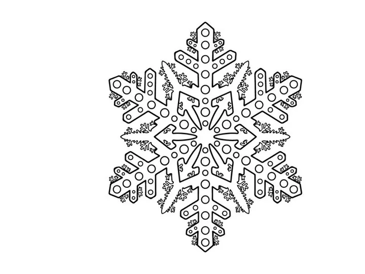 Detailed snowflake line art illustration for Christmas holiday design and winter decor.