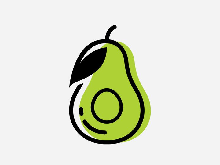 Avocado fruit logo template, healthy food symbols