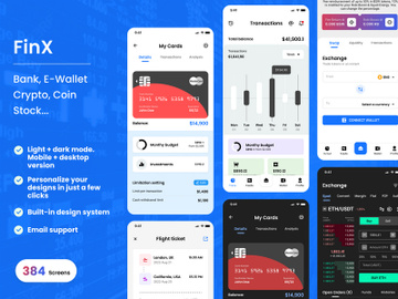 FinX - Mobile Banking, Crypto and Stock.. IU Kits preview picture