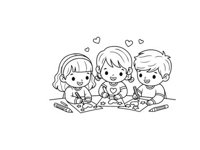 Children baking cookies together flat design vector illustration