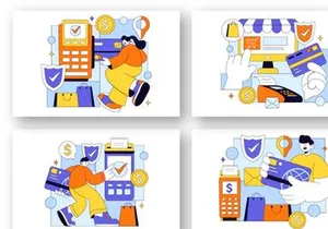 10 Merchant Services Vector Illustration