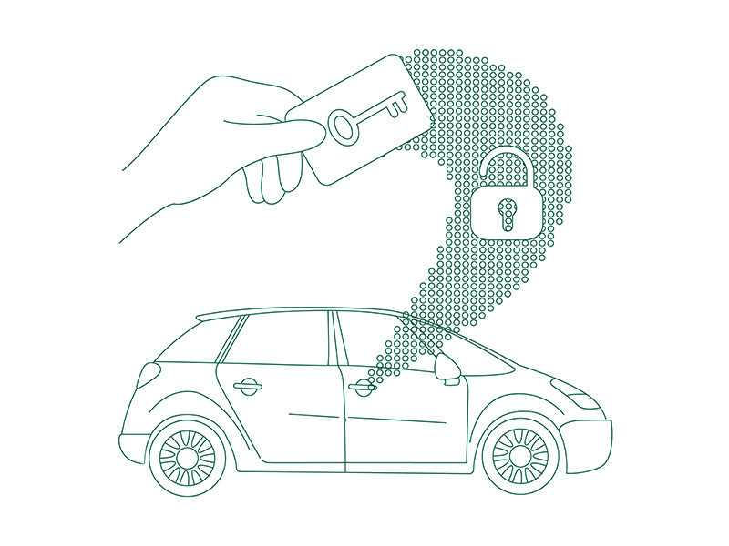 Car access, keyless lock thin line concept vector illustration