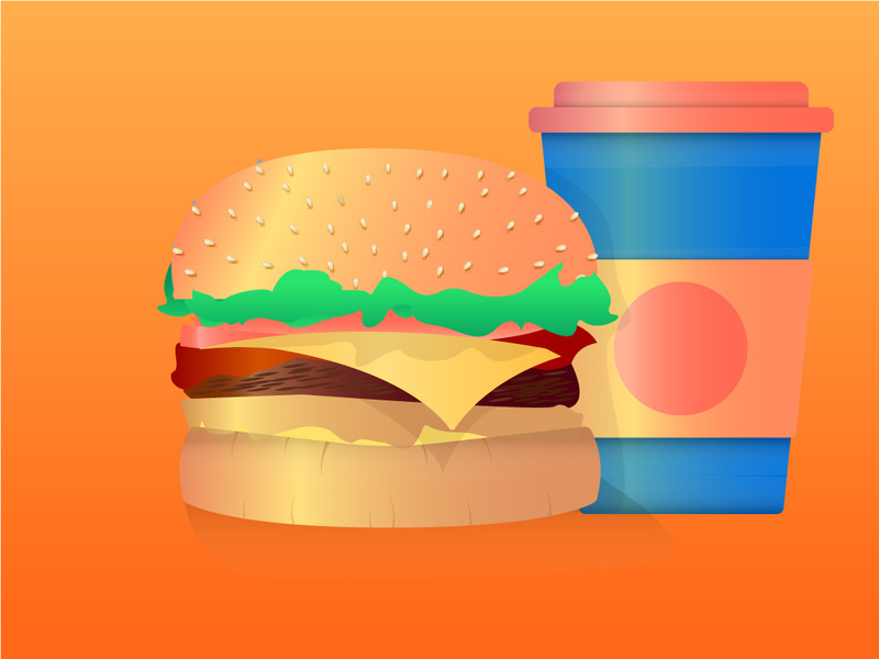 Fast food : Hamburger, beverage , vector illustration