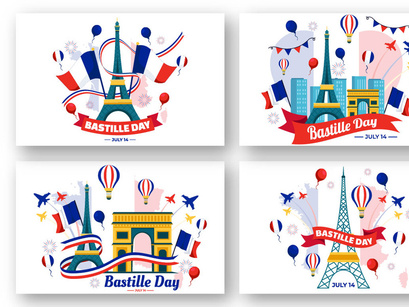 12 Happy Bastille Day Illustration