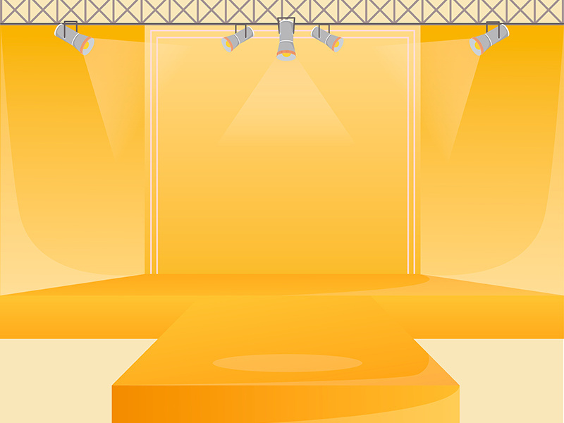 Yellow runway platform flat color vector illustration