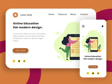Online Education flat modern design preview picture