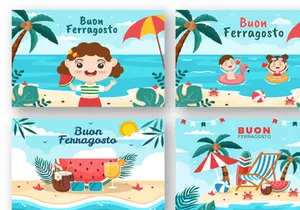 13 Buon Ferragosto Italian Festival Illustration
