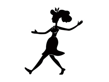 Boogie woogie female dancer black silhouette vector illustration preview picture