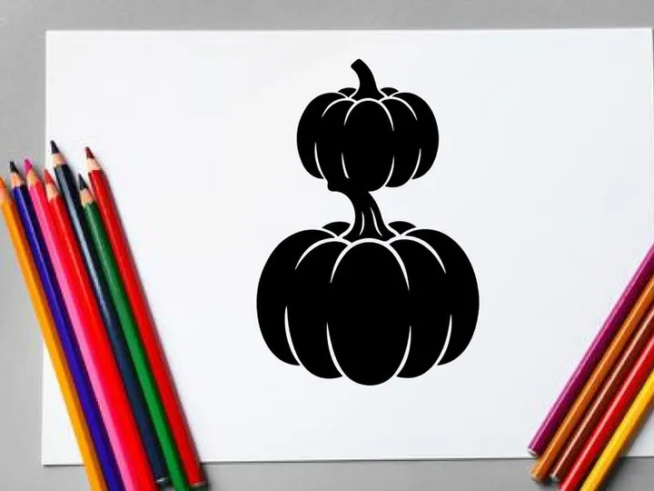 Silhouette of two pumpkins stacked for Halloween decoration