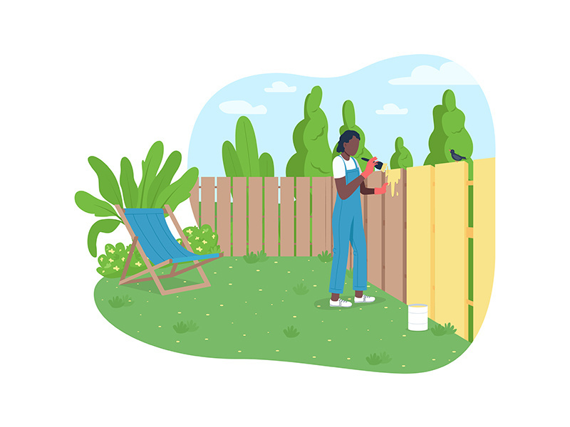 Garden maintenance 2D vector web banner, poster