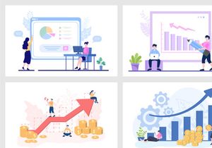 19 Sales Team with Financial Business Vector Illustration