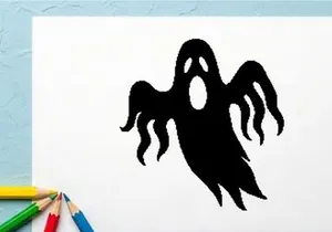 Ilustrasi Hantu Halloween Hitam untuk Dekorasi Seram