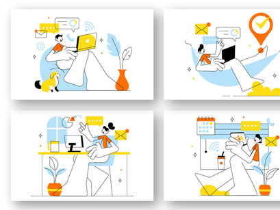 10 Home Remote Working Setup Illustration