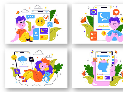 10 Mental Wellness Apps Illustration