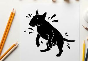 A silhouette of a dog with motion lines around its body silhouette