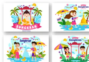 12 Songkran Festival Day Illustration