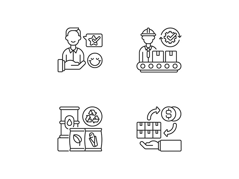 Industrial business linear icons set