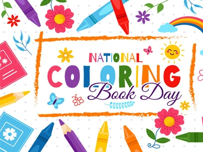 10 National Coloring Book Day Illustration