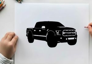 Silhouette of a ford f 150 pickup truck on a white background