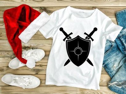 Decorated Shield and Swords Silhouette