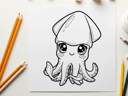 Cute cartoon octopus mascot vector illustration flat design
