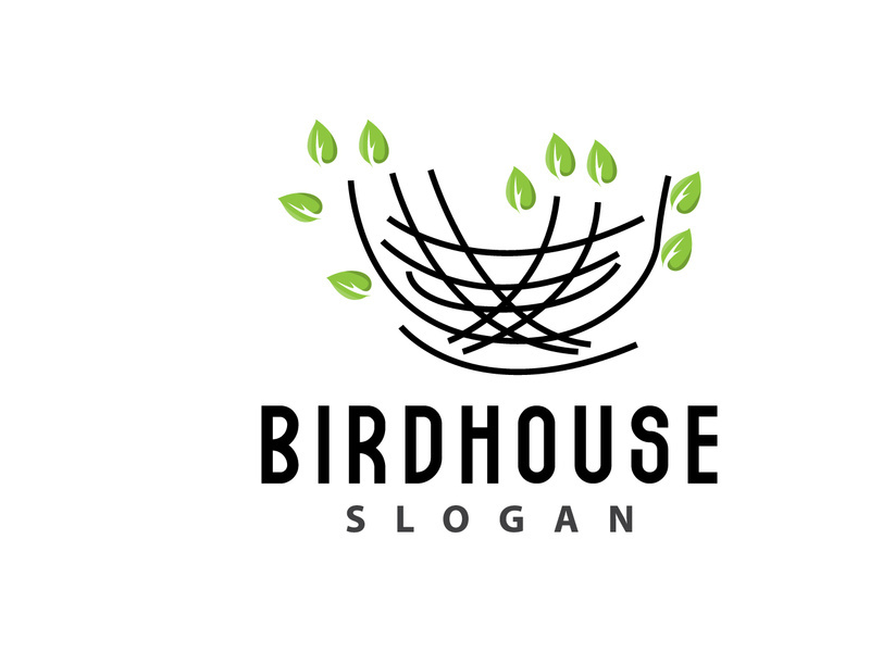 Bird Nest Logo, Bird House Shelter Vector