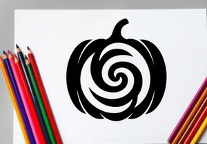 Black and white pumpkin with swirling pattern for Halloween or fall decor