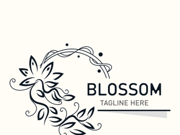 Blossom floral beautiful leaf and flower vector art, icon graphic decoration business wedding template preview picture