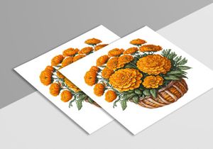 Watercolor Floral Flower Basket Design