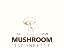 Mushroom botanical logo  modern and simple stamp style. nature or food template