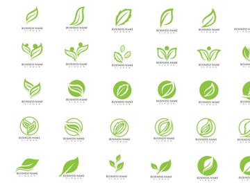 Leaf green tree nature eco logo set preview picture